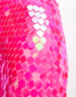 Collective The Label Petite Strapless Disc Sequin Jumpsuit In Pink