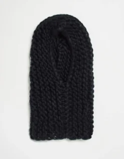 Collusion Chunky Crochet Textured Knit Balaclava In