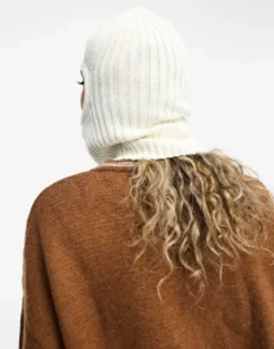 Collusion Knitted Balaclava In Ecru