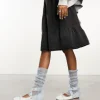 Collusion Open Stitch Knitted Arm And Leg Warmers In Light Blue