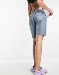 Collusion 90S Baggy Dad Denim Short In Blue
