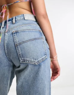 Collusion 90S Baggy Dad Denim Short In Blue