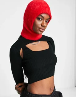 Collusion Unisex Eyelash Yarn Balaclava In