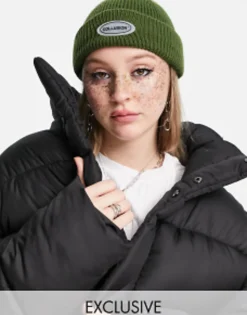 Collusion Unisex Fisherman Beanie With Logo In Green