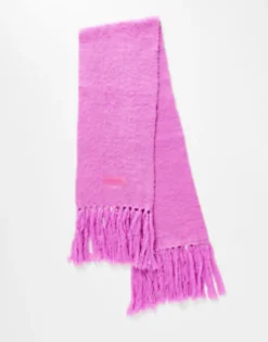 Collusion Unisex Fluffy Knit Logo Scarf In