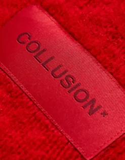 Collusion Unisex Fluffy Knit Logo Scarf In