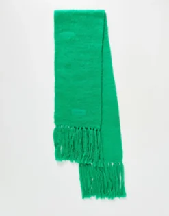 Collusion Unisex Fluffy Knit Logo Scarf In Green