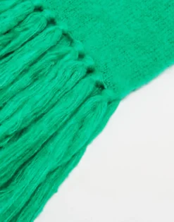 Collusion Unisex Fluffy Knit Logo Scarf In Green