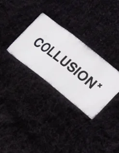 Collusion Unisex Fluffy Knit Logo Scarf In