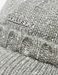 Collusion Unisex Knitted Cap With Tassels In