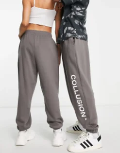 Collusion Unisex Logo Joggers In Dark