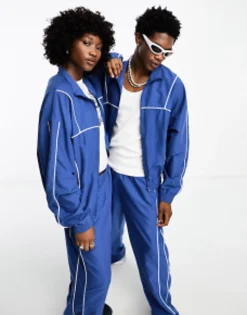 Collusion Unisex Track Jacket And Jogger In Blue Co-Ord