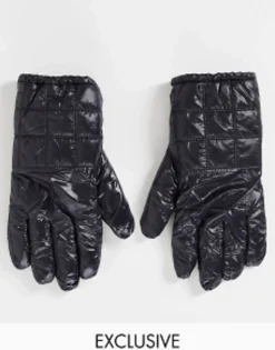 Collusion Unisex Wet Look Padded Gloves In