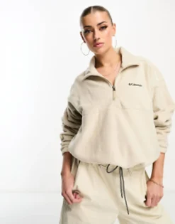 Columbia Brushy Bay Half Zip Fleece In Biege Exclusive At Asos