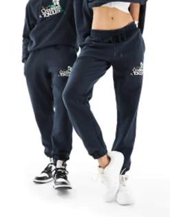Crooked Tongues Unisex Co-Ord Oversized Joggers In Black With Embroidery