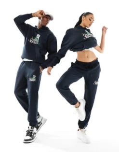 Crooked Tongues Unisex Co-Ord Oversized Joggers In Black With Embroidery