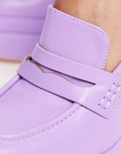 Daisy Street Exclusive Double Platform Heeled Loafers In