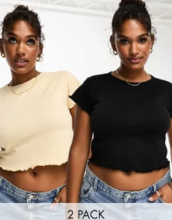 Daisy Street Plus Lettuce Hem Baby Tee 2 Pack
