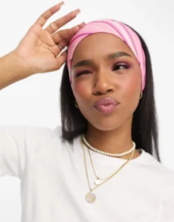 Daisy Street X Chloe Davie Wide Jersey Headband In Stripe Print