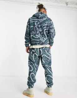 Daysocial Co-Ord Relaxed Joggers In Polar Fleece With All Over Doodle Print In