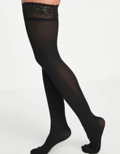 Design 50 Denier Lace Top Hold Ups In