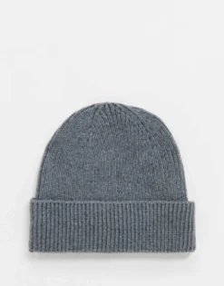 Design 2 Pack Fisherman Ribbed Beanie In Grey And Black