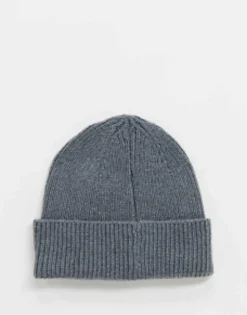 Design 2 Pack Fisherman Ribbed Beanie In Grey And Black