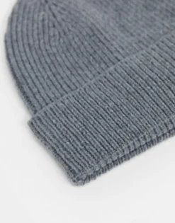 Design 2 Pack Fisherman Ribbed Beanie In Grey And Black