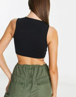 Design 2 Pack High Neck Super Crop Vest In Black And White