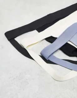Design 3 Pack Jock Straps In Grey/Black/Off White
