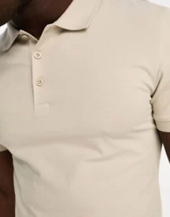 Design 2 Pack Muscle Fit Polo In Stone And Grey