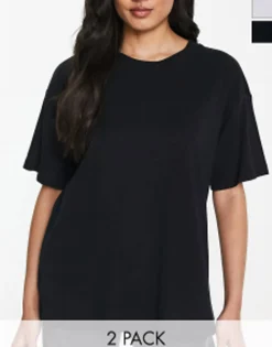 Design 2 Pack Oversized T-Shirt In Black & White