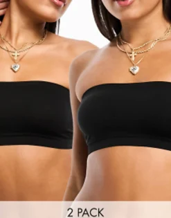Design 2 Pack Seamless Bandeau Bras With Removable Pads In