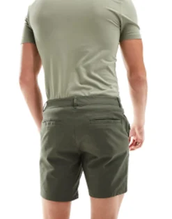 Design 2 Pack Slim Chino Shorts In Mid Length In Dark Khaki And Navy