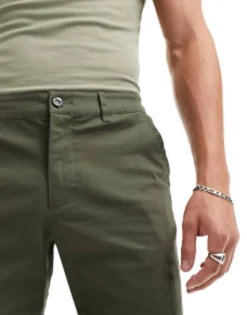 Design 2 Pack Slim Chino Shorts In Mid Length In Dark Khaki And Navy