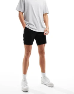 Design 2 Pack Slim Chino Shorts In Mid Length In Dark Khaki And Navy