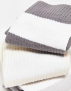 Design 3 Pack Sports Sock With Thick Stripes In Tones