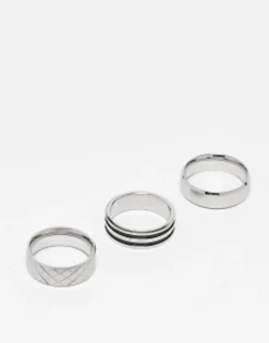 Design 3 Pack Waterproof Stainless Steel Band Ring Set In Tone