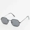 Design Angled Sunglasses In Metal With Smoke Lens