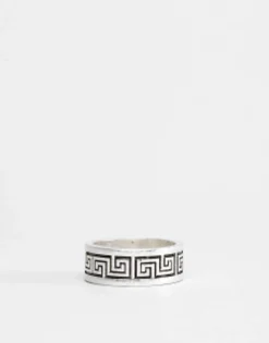 Design Band Ring With Column Emboss In Burnished Tone
