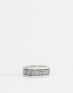 Design Band Ring With Column Emboss In Burnished Tone