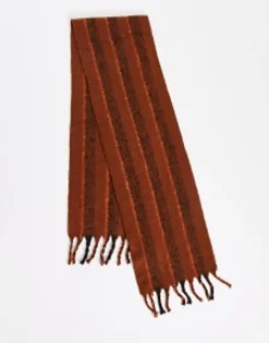 Design Blanket Scarf In Brown And Orange Stripe