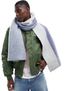 Design Blanket Scarf In Two Tone Blue
