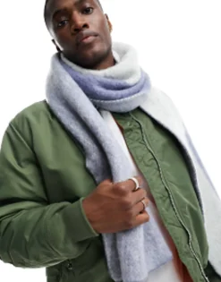 Design Blanket Scarf In Two Tone Blue