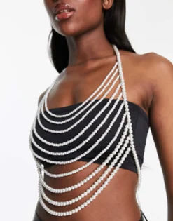 Design Body Harness With Layered Graduated Pearl Design