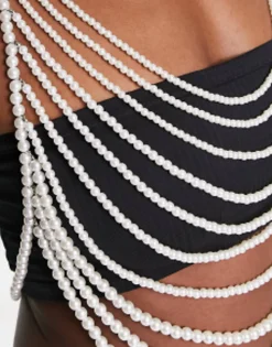 Design Body Harness With Layered Graduated Pearl Design