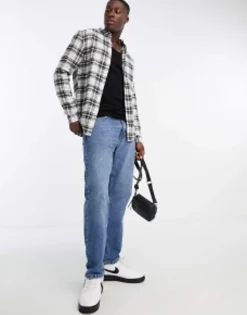Design Check Shirt In Black And