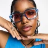 Design Chunky Mid Square In Crystal Blue With Light Pink Lens