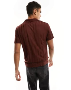 Design Co-Ord Revere Polo Shirt In Shiny Rib
