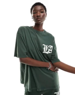 Design Co-Ord With La Graphic In Washed Green